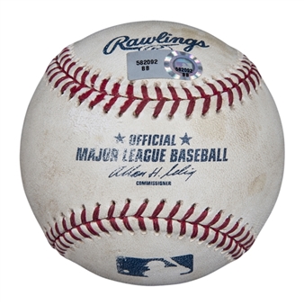 2007 Barry Bonds Game Used OML Selig Baseball Used on 8/18/07 For Career Home Run #760 (MLB Authenticated & Letter of Provenance)